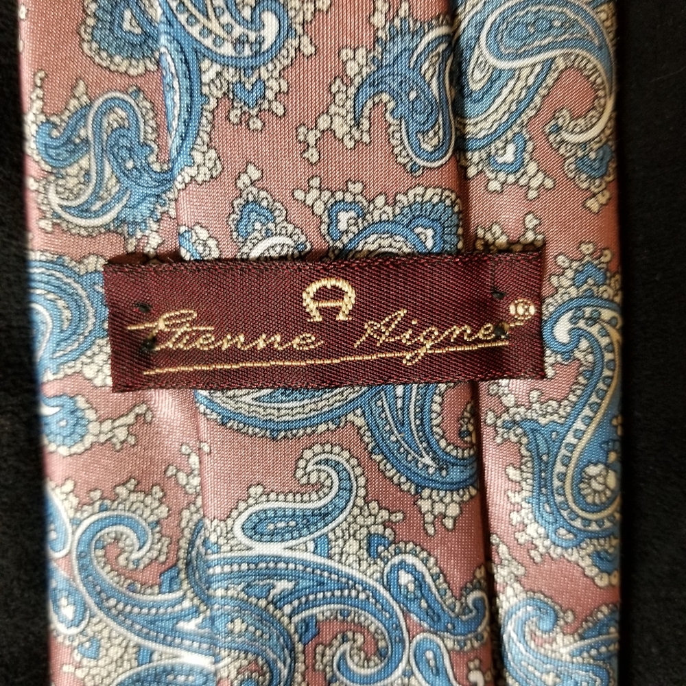 Men's Etienne Aigner Paisley Tie Pink and Blue - Picture 4 of 4